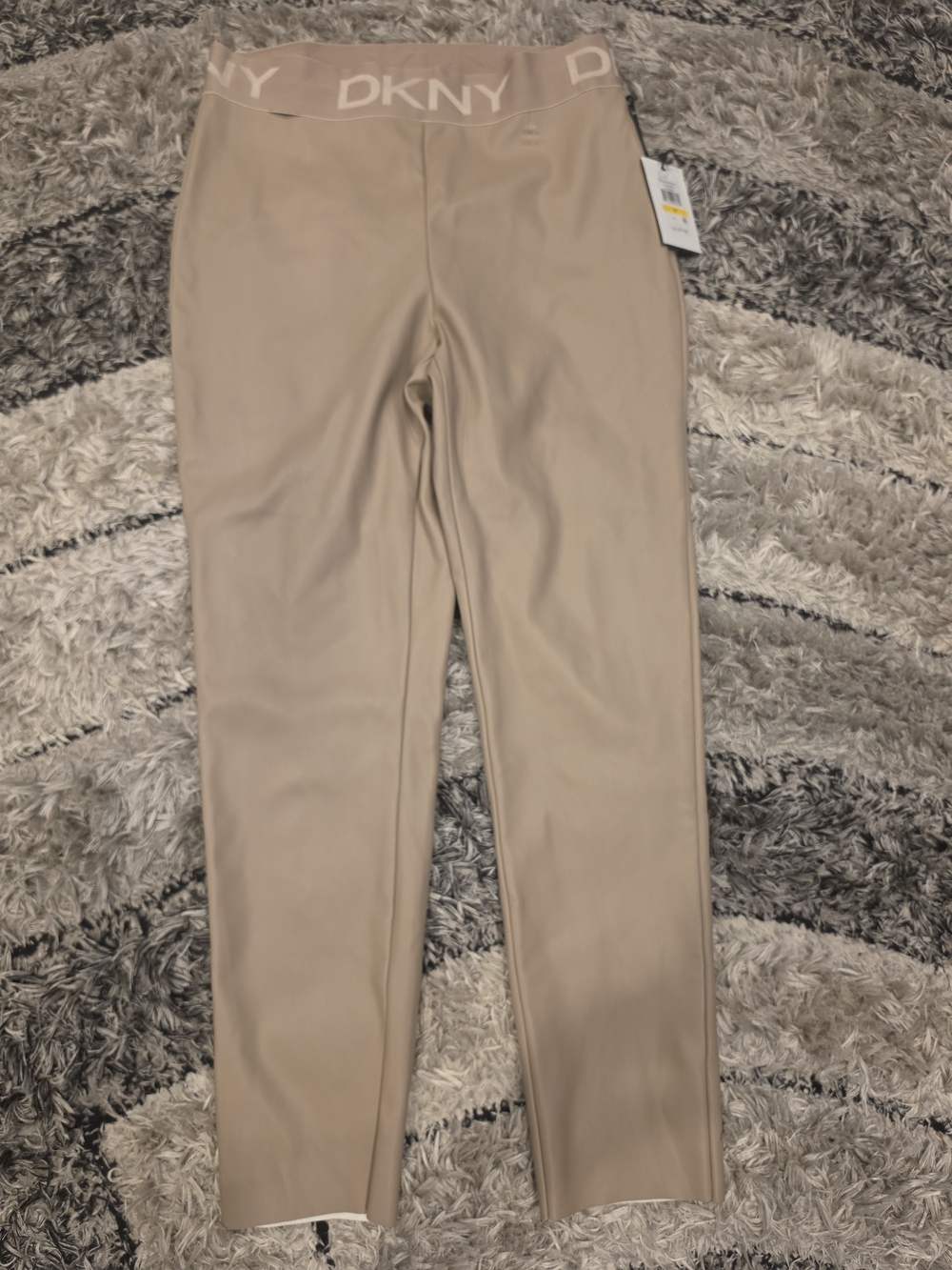 DKNY Tan Faux-Leather High-Waist Ponte Pants - Picture 2 of 5